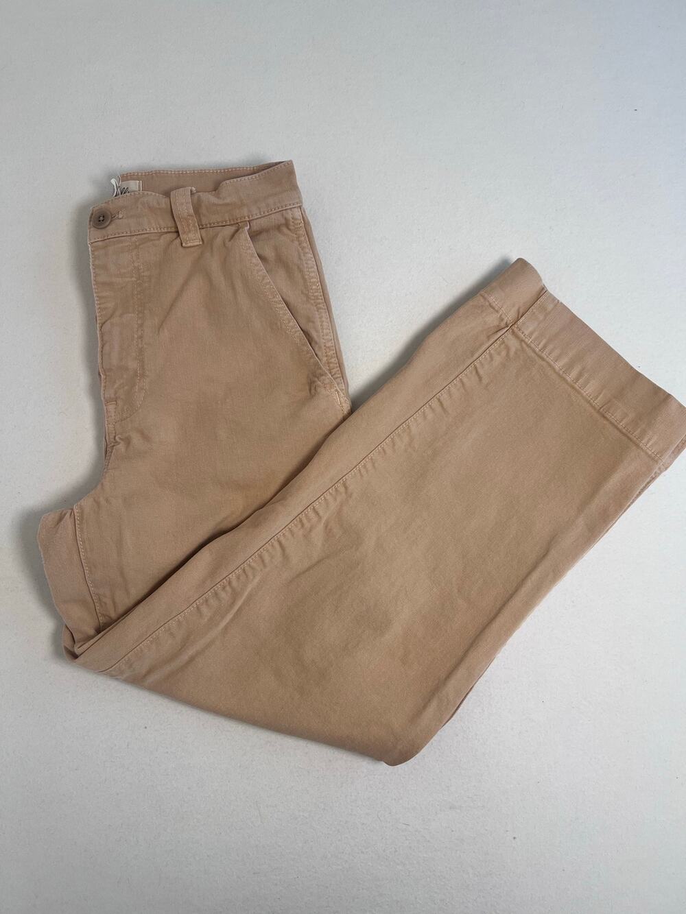 Madewell Perfect Vintage Wide Leg Pants Womens 25 Tan High Rise Cotton Stretch